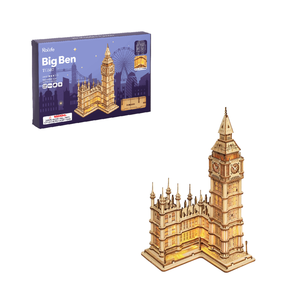 Mô Hình Gỗ Lắp Ráp 3D Big Ben Tower (Tháp Đồng Hồ Big Ben) (Wood Color) - Robotime TG507 - WP228