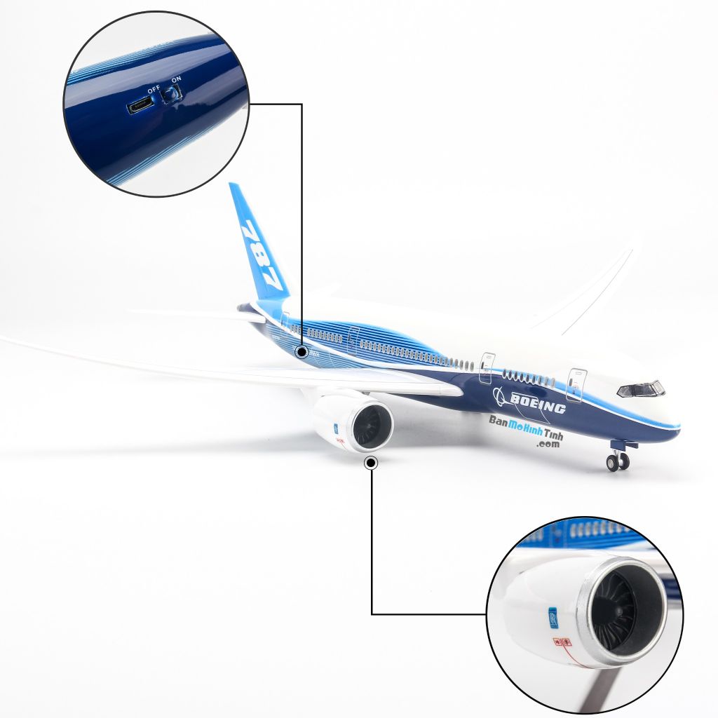 Mô hình máy bay Original Boeing B787 47cm lắp ráp có đèn Everfly
