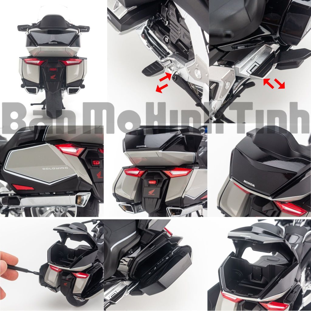  Mô hình xe mô tô Honda Gold Wing GL1800 1:12 LCD 