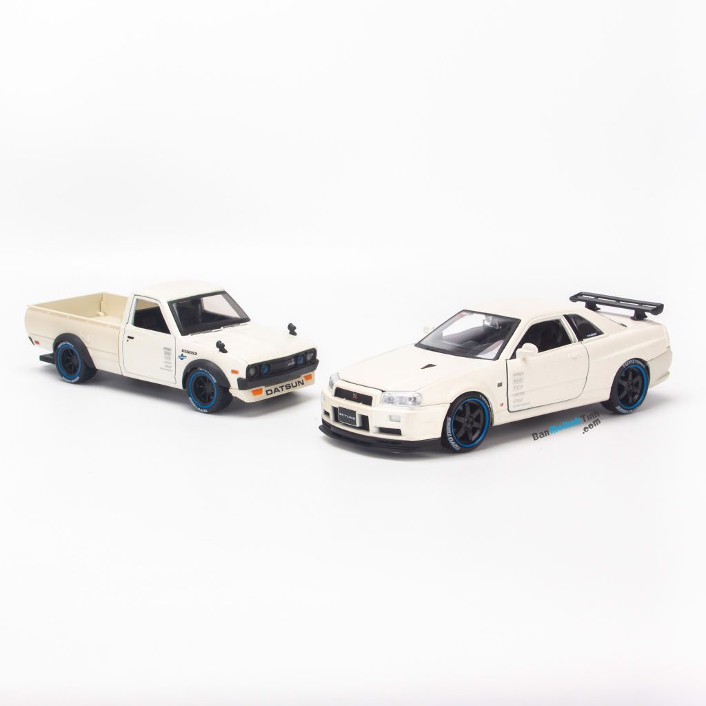 Mô hình xe Design Elite Transport - Datsun 73 Pick up + Skyline R34 1:24 Maisto White (7)