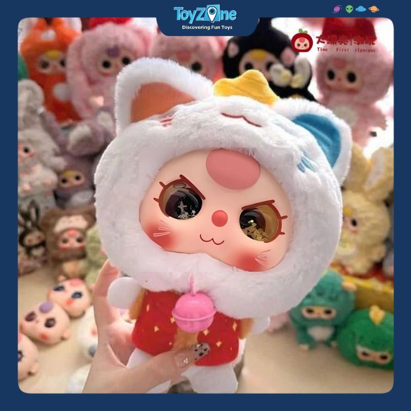 Mô hình Blind box Gấu bông Baby Three Lucky Cat Zipper Bag Series ( Mèo Thần Tài ) BABY THREE