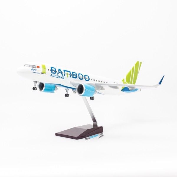 Mô hình máy bay Airbus Bamboo Airways 47cm lắp ráp có đèn Everfly