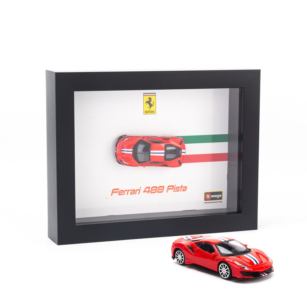  Khung tranh mô hình xe Ferrari 488 Pista 1:64 Bburago- 18-56017 