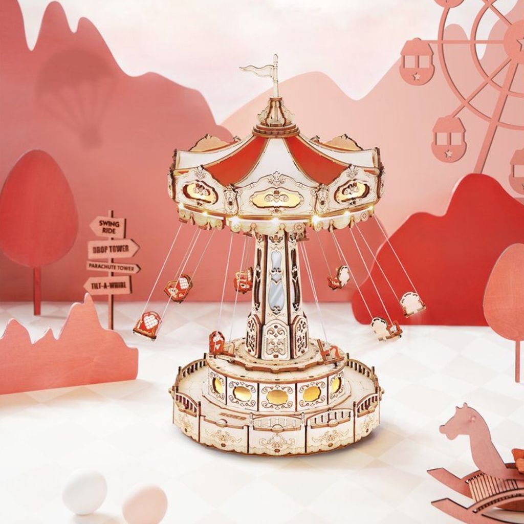 Mô hình gỗ lắp ráp 3D Swing Ride (Xích Đu Quay) (Mixed Color) - Robotime - EA02 - WP245