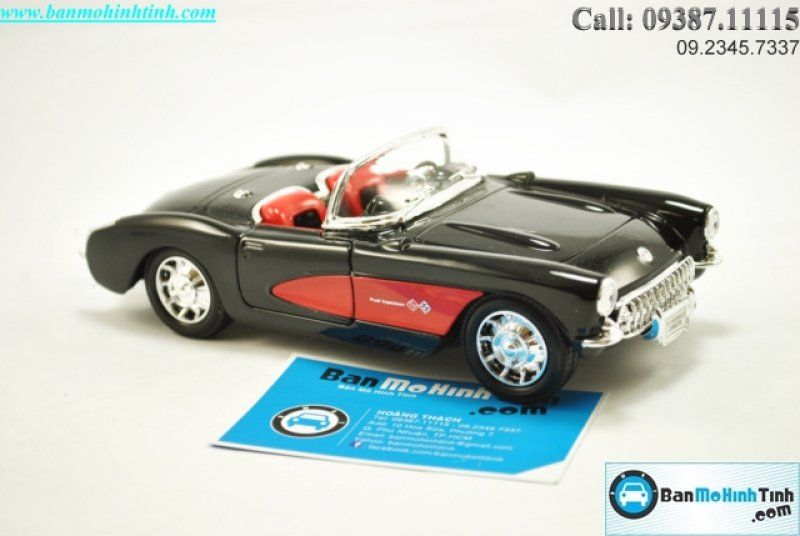  Mô hình xe 1957 Chevrolet Corvette Black 1:24 Welly 