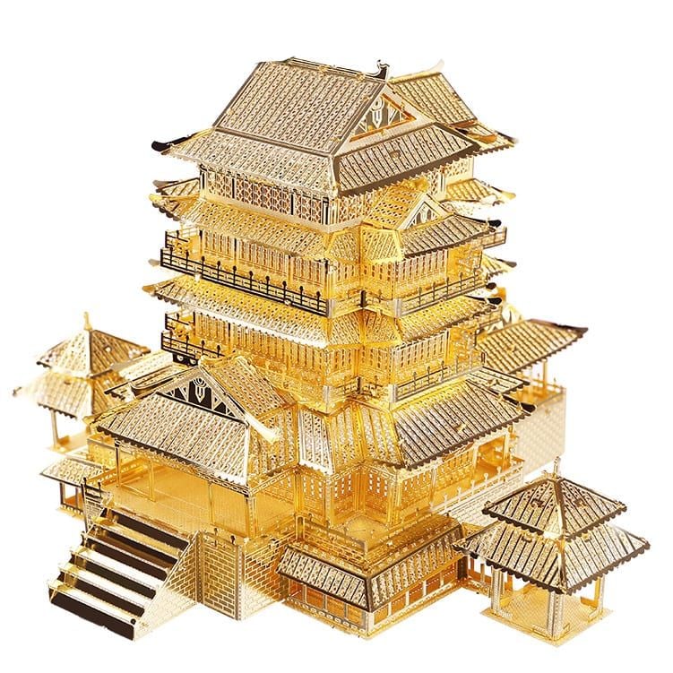 Mô hình kim loại lắp ráp 3D Tengwang Pavilion (Đằng Vương Các) (Gold) - Piececool MP159