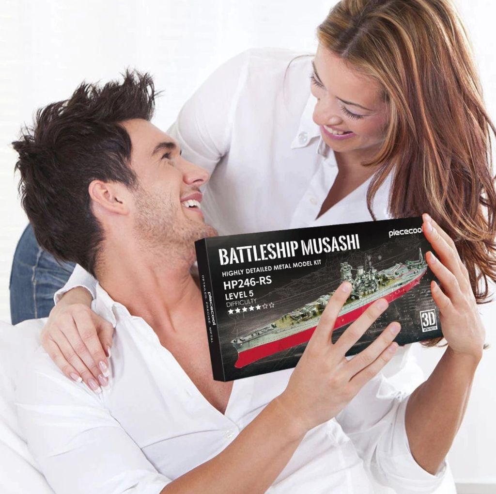  Mô hình kim loại lắp ráp 3D Thiết Giáp Hạm Musashi (Gold, Red) – Piececool MP1132 