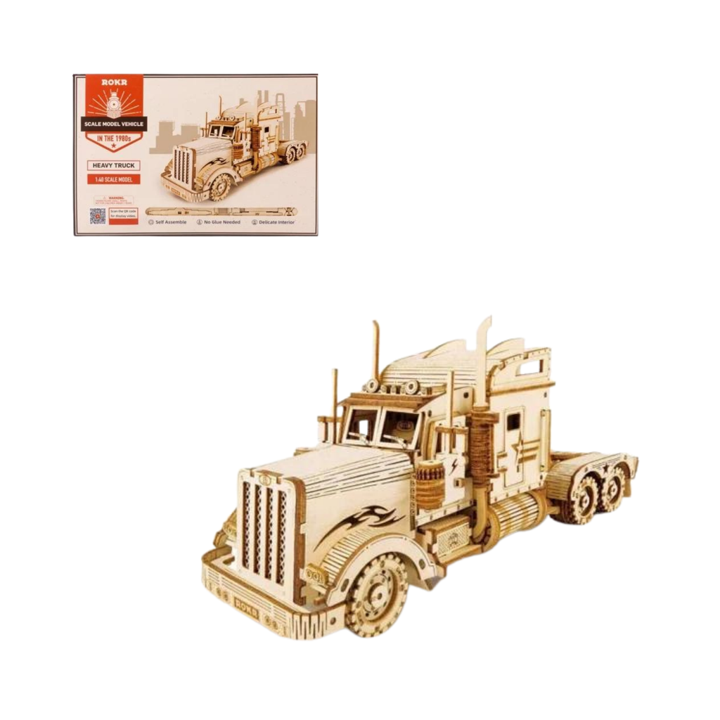 Mô hình gỗ lắp ráp 3D Heavy Truck (Xe Đầu Kéo) (Wood Color) - Robotime MC502 - WP033