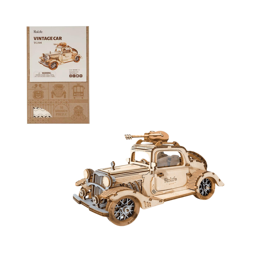  Mô hình gỗ lắp ráp 3D Vintage Car (Xe Hơi Cổ Điển) (Wood Color) - Robotime TG504 – WP186 