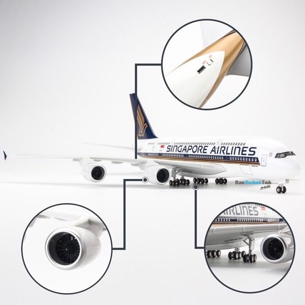Mô hình máy bay Singapore Airlines 47cm lắp ráp có đèn Everfly