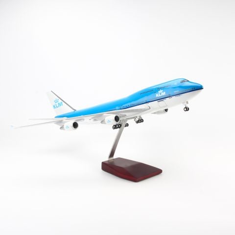 Mô hình máy bay KLM Royal Dutch Airlines Boeing B747 47cm lắp ráp có đèn Everfly