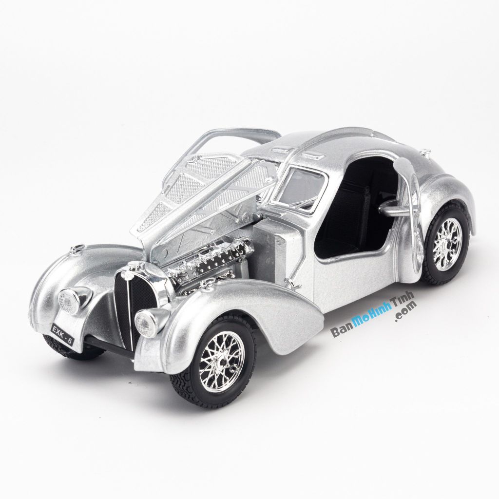 Mô hình xe Bugatti Atlantic 1:24 Bburago Silver (4)
