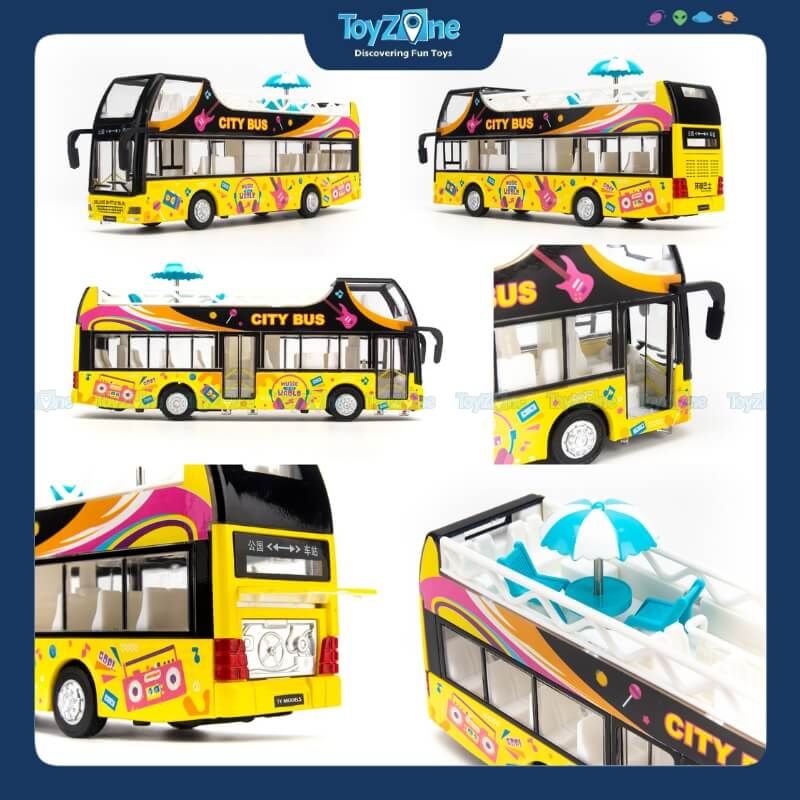 Mô hình xe buýt đồ chơi 2 tầng City Tour Ty model
