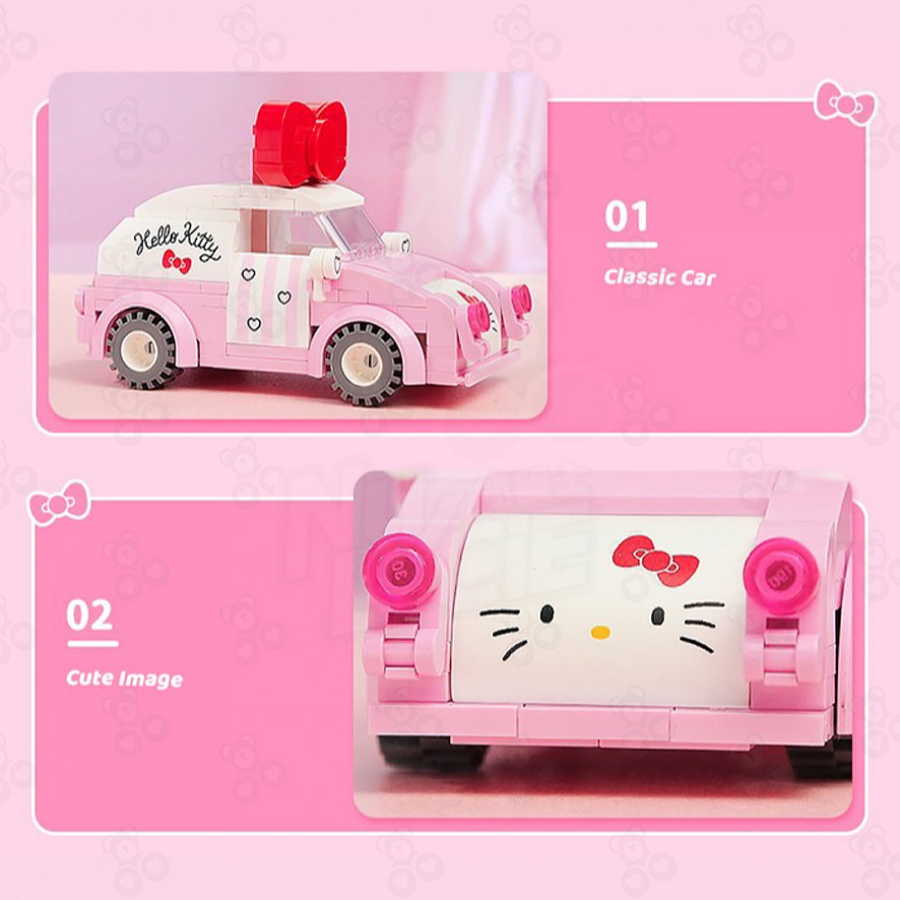  Mô hình xe đồ chơi Hello Kitty lắp ráp Keeppley 