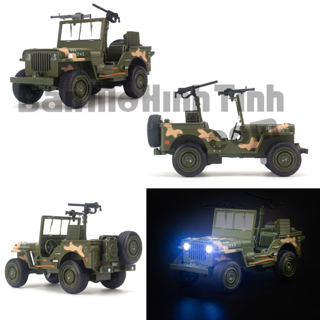 Mô hình xe Jeep 1941 Willys Convertible 1:32 Military Force