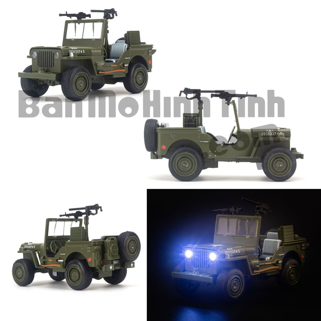 Mô hình xe Jeep 1941 Willys Convertible 1:32 Military Force