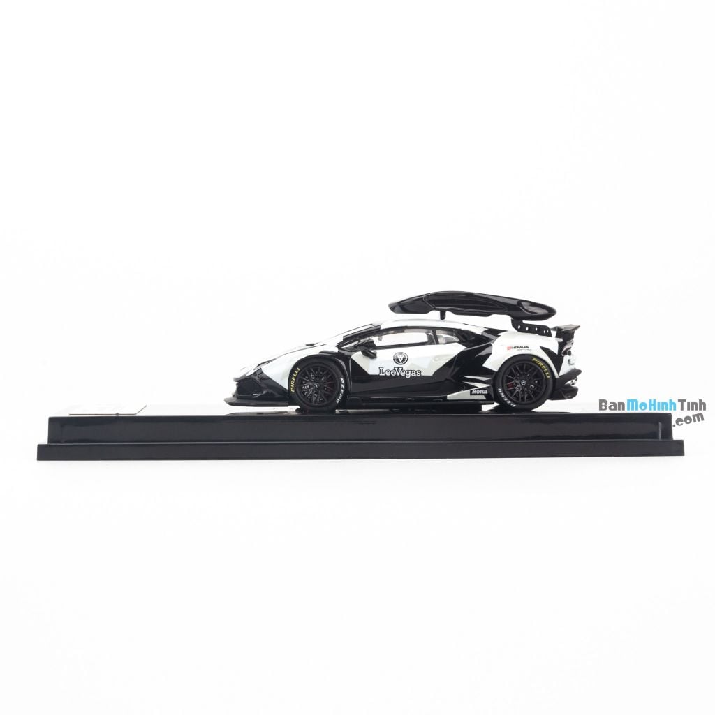 Mô hình siêu xe Lamborghini Huracan LeoVegas 1:64 JEC white/black (4)