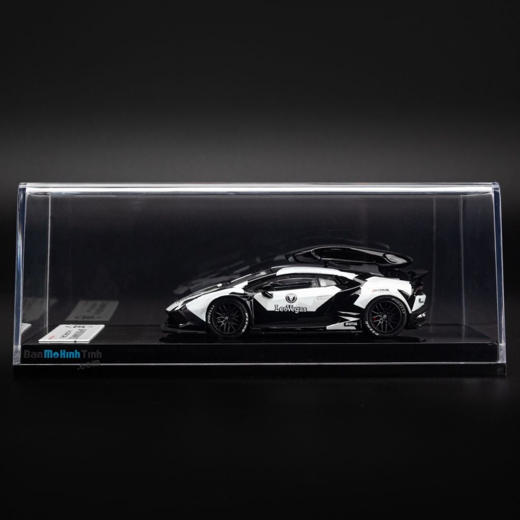 Mô hình siêu xe Lamborghini Huracan LeoVegas 1:64 JEC white/black (9)