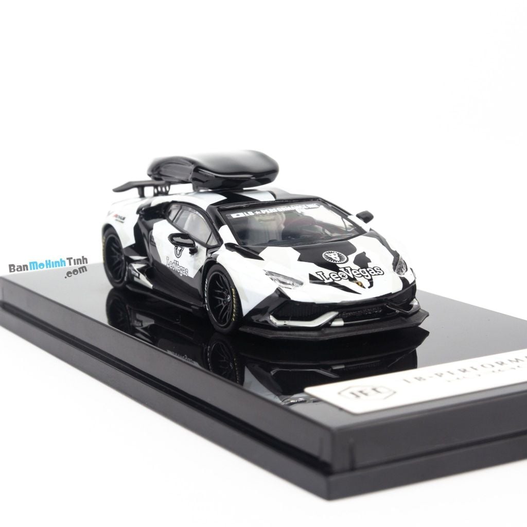 Mô hình siêu xe Lamborghini Huracan LeoVegas 1:64 JEC white/black (6)