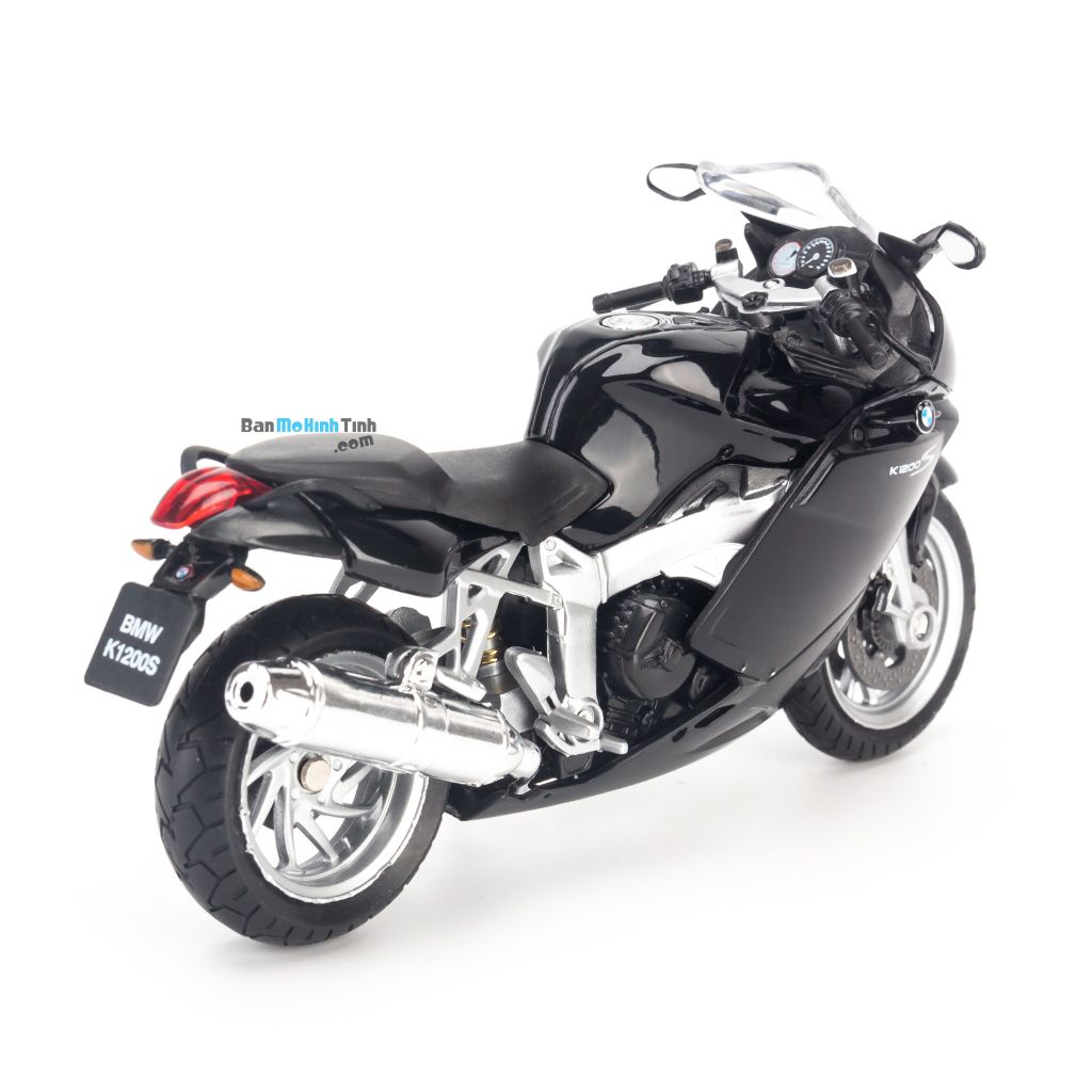  Mô hình xe mô tô BMW K1200S 1:18 Welly Black- 12829PW 