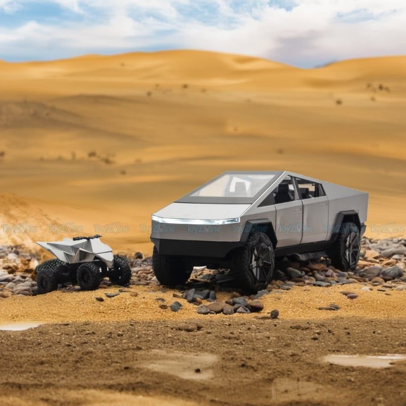 Mô hình xe Tesla Cyber Truck with motorbike 1:24 Chezhi 