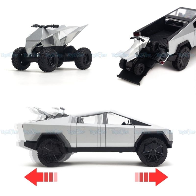  Mô hình xe Tesla Cyber Truck with motorbike 1:24 Chezhi 