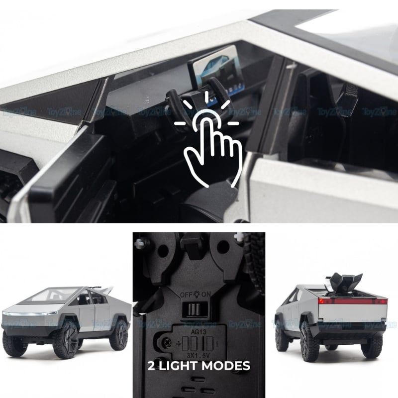  Mô hình xe Tesla Cyber Truck with motorbike 1:24 Chezhi 