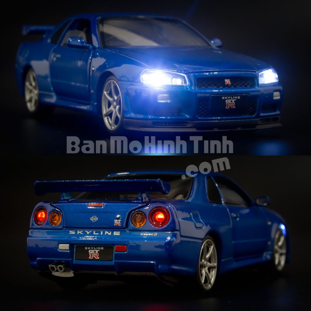 Mô hình xe Nissan Skyline GTR34 1:32 Jackiekim Blue (3)