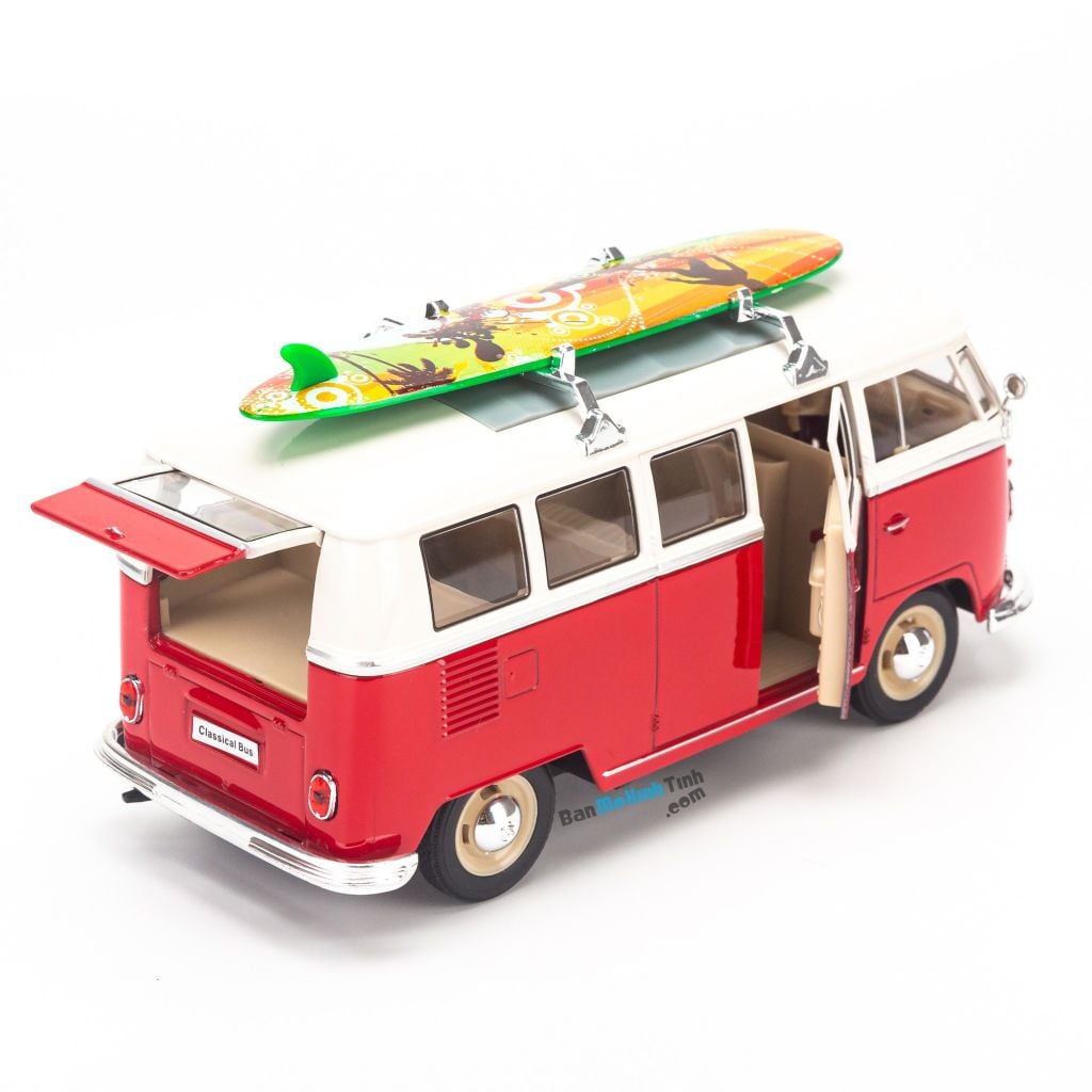  Mô hình xe Volkswagen T1 Bus (1963) With Surf Board 1:24 Welly- 22095 