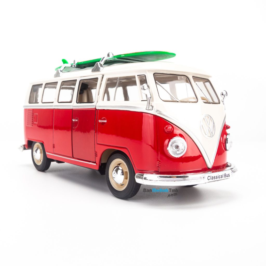  Mô hình xe Volkswagen T1 Bus (1963) With Surf Board 1:24 Welly- 22095 