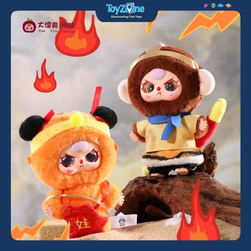  Mô hình Blind Box móc khoá gấu bông Baby Three Havoc in Heaven ( Tây Du Ký ) CUREPLANETA 