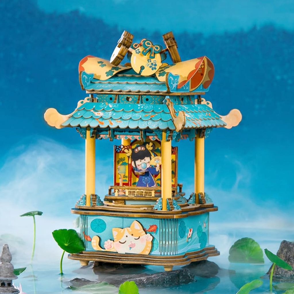 Đồ chơi lắp ráp gỗ 3D Mô hình Hộp nhạc Đu quay Ferris Wheel Music box