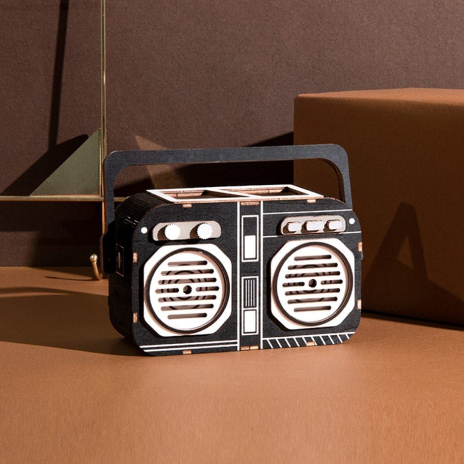 Mô hình gỗ lắp ráp 3D Cassette Music Time (Hộp Đựng Bút Máy Cát-Xét) (Wood Color) - Robotime TG11 - WP147