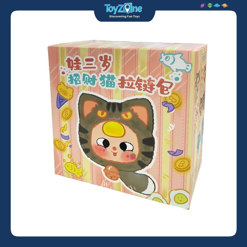 Mô hình Blind box Gấu bông Baby Three Lucky Cat Zipper Bag Series ( Mèo Thần Tài ) BABY THREE