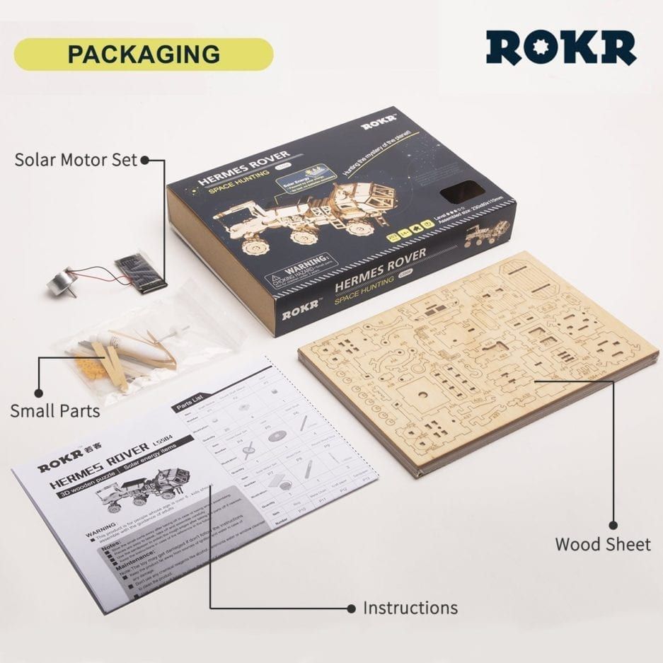 Mô hình gỗ lắp ráp 3D Hermes Rover (Xe Năng Lượng Mặt Trời) (Wood Color) - Robotime LS504 - WP149