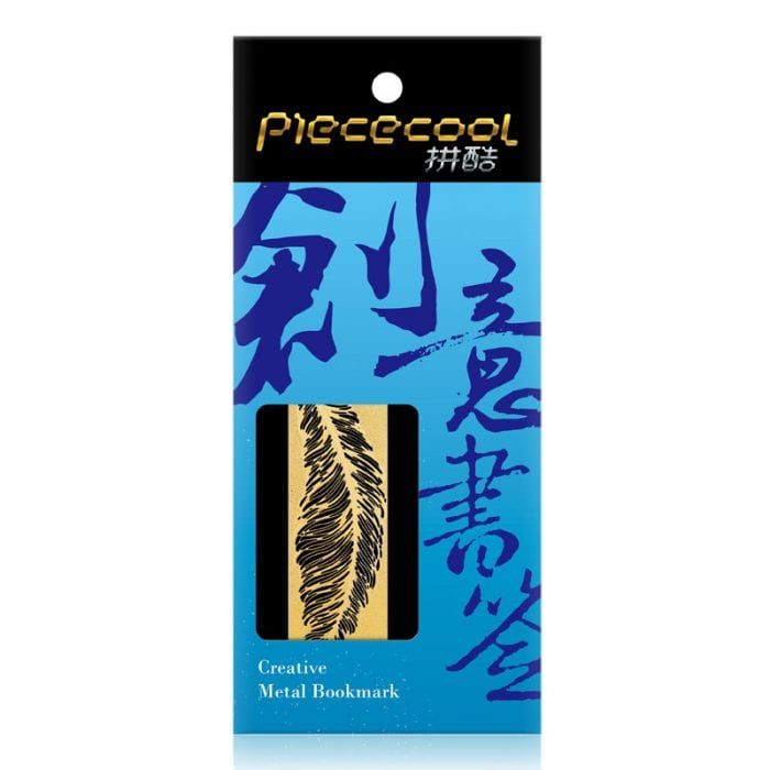 Mô hình thép thẻ kim loại đánh dấu trang sách Bookmark 3D Feather (Hình Lông Chim) (Gold) - Piececool TL013