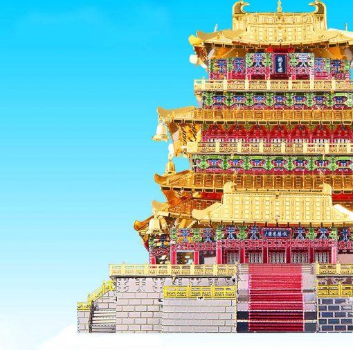 Mô hình kim loại lắp ráp 3D Guanque Tower (Lầu Quán Tước) (Mixed Color) - Piececool MP584