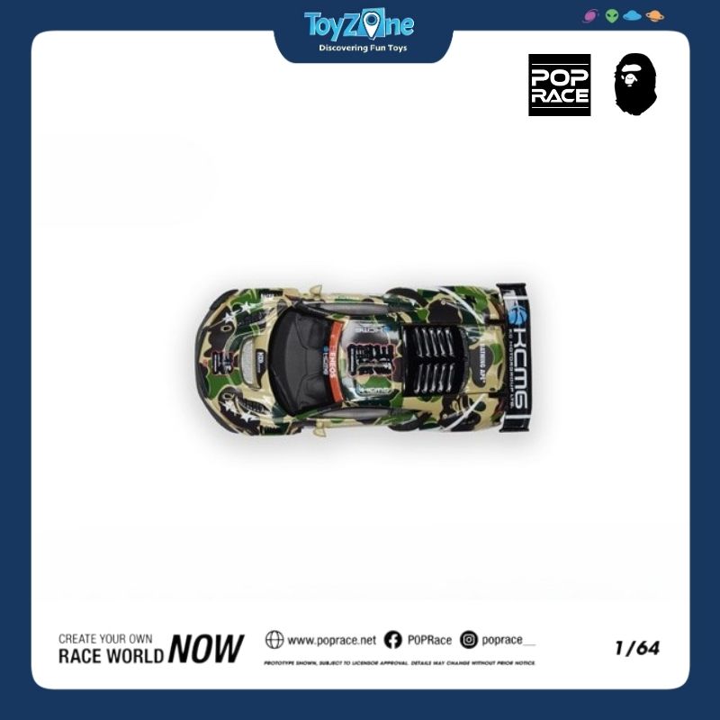 Mô hình xe NSX GT3 EVO22 KCMG BATHING APE 1:64 Pop Race X BAPE
