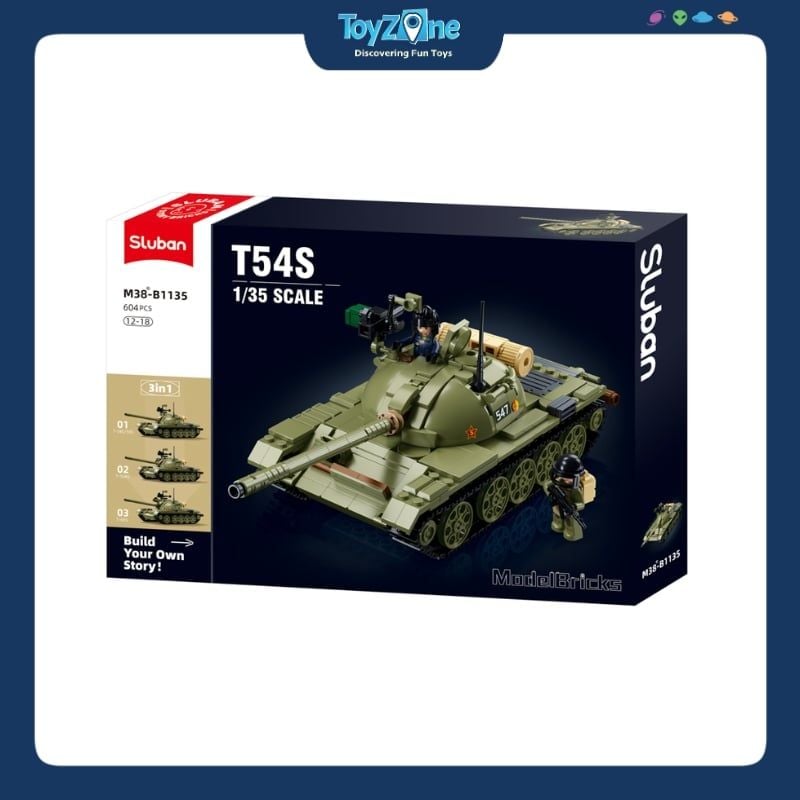  Bộ đồ chơi mô hình lắp ráp Xe tăng hạng trung T54S 3in1 1:35 Sluban 