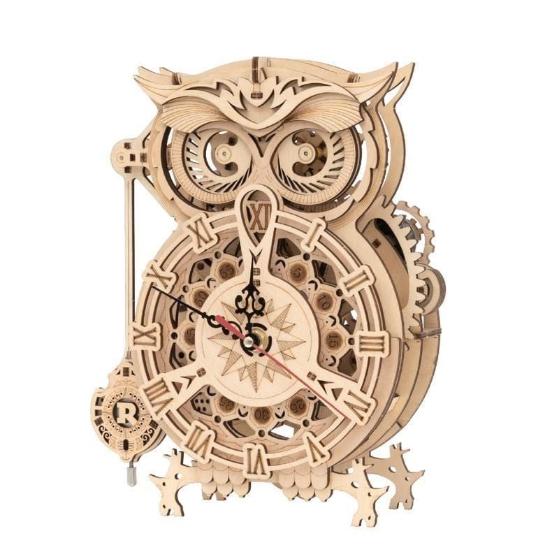 Mô hình gỗ lắp ráp 3D The Owl Clock (Đồng Hồ Con Cú) (Wood Color) - Robotime LK503 - WP145