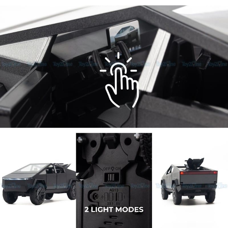  Mô hình xe Tesla Cyber Truck with motorbike 1:24 Chezhi 