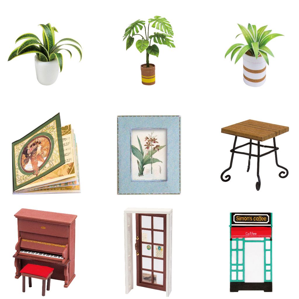 Mô hình gỗ lắp ráp 3D DIY Dollhouse Simon's Coffee (Quán Cà Phê Của Simon) (Mixed Color) - Robotime DG109 - WP044