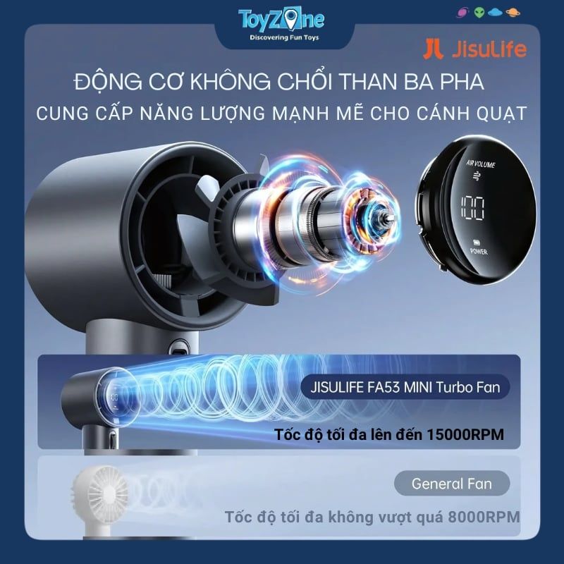 Quạt Cầm Tay Cao Cấp Handheld Fan Pro1 3600mAh JISULIFE