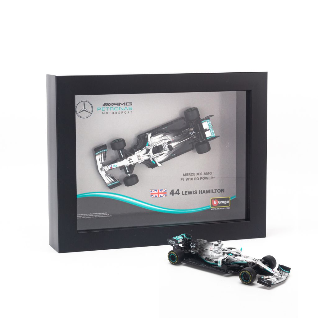  Khung tranh mô hình xe Mercedes Benz F1 2019 W10 EQ L.Hamilton 44 1:43 Bburago - 18-38036 