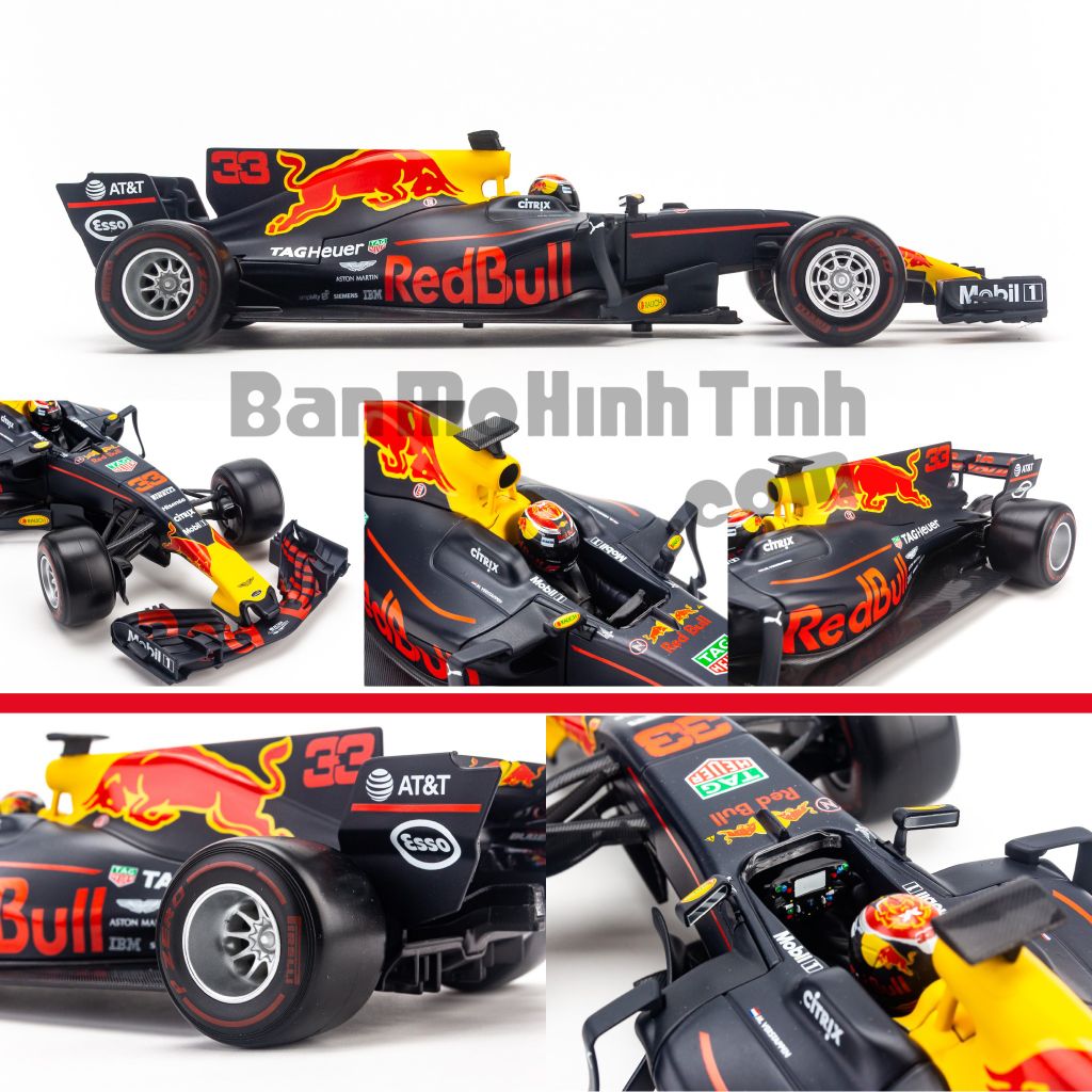 Mô hình xe F1 Red Bull F1 2017 Tag Heuer RB1 33 Max Verstappen 1:18 Bburago Black (4)