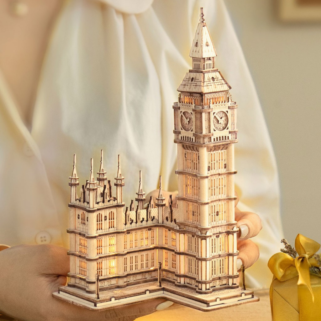 Mô Hình Gỗ Lắp Ráp 3D Big Ben Tower (Tháp Đồng Hồ Big Ben) (Wood Color) - Robotime TG507 - WP228