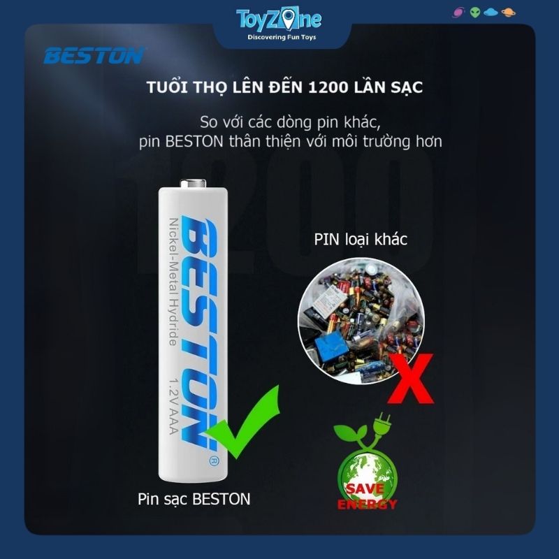 Viên pin sạc AA 1.2V – 2000mAh BESTON