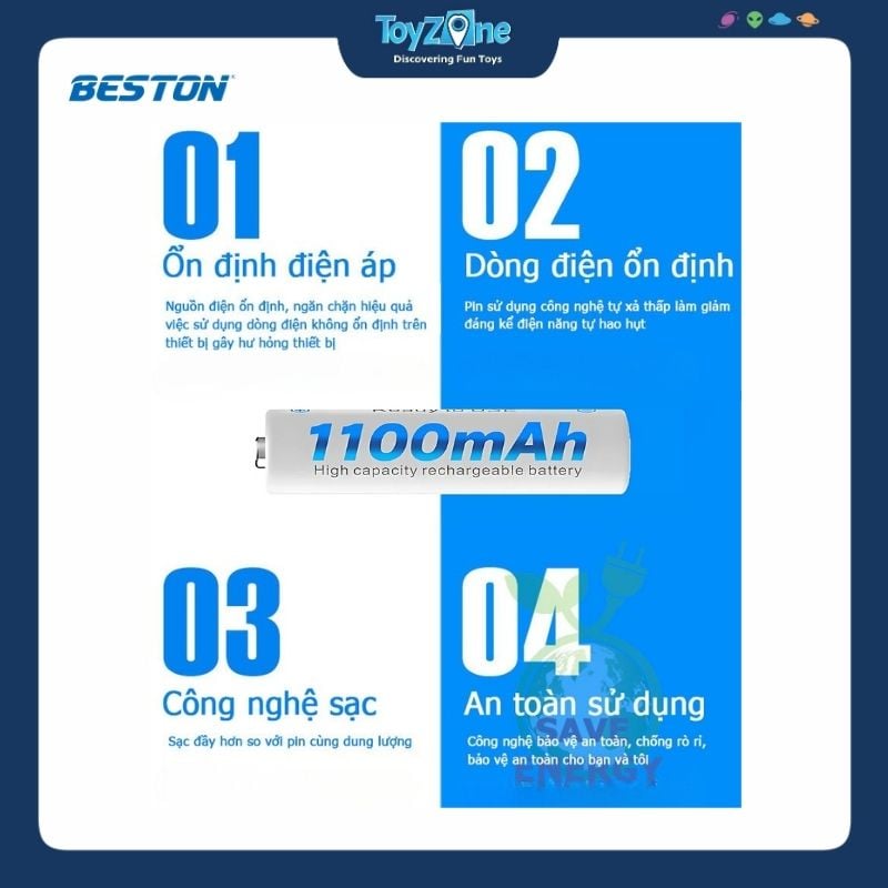 Viên pin sạc AAA 1.2V – 1100mAh BESTON