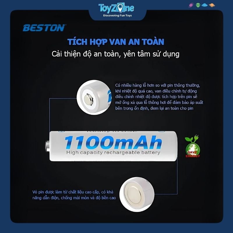 Viên pin sạc AAA 1.2V – 1100mAh BESTON