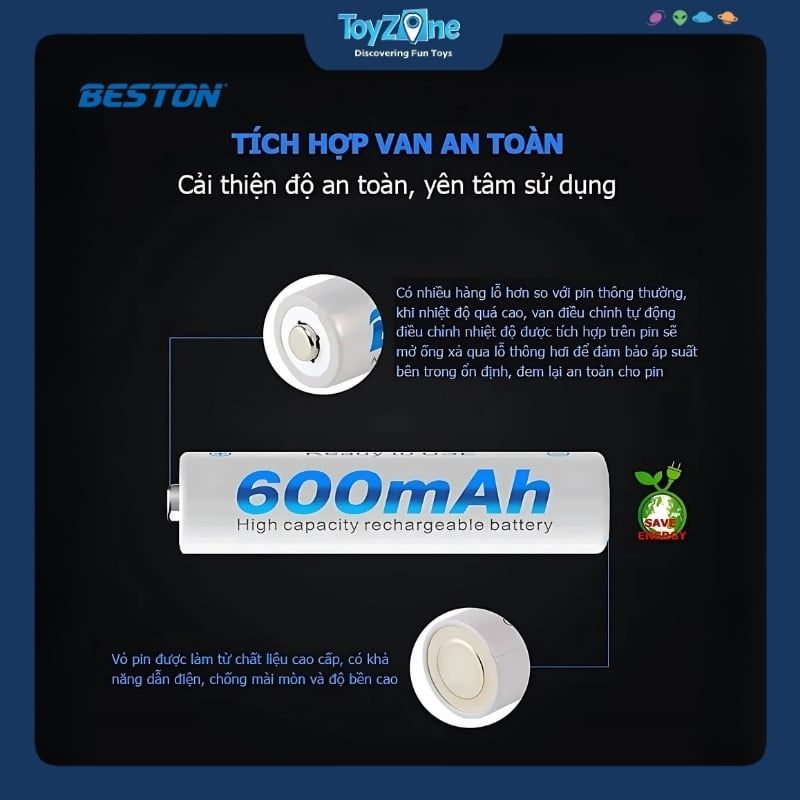 Viên pin sạc AAA 1.2V – 600mAh BESTON